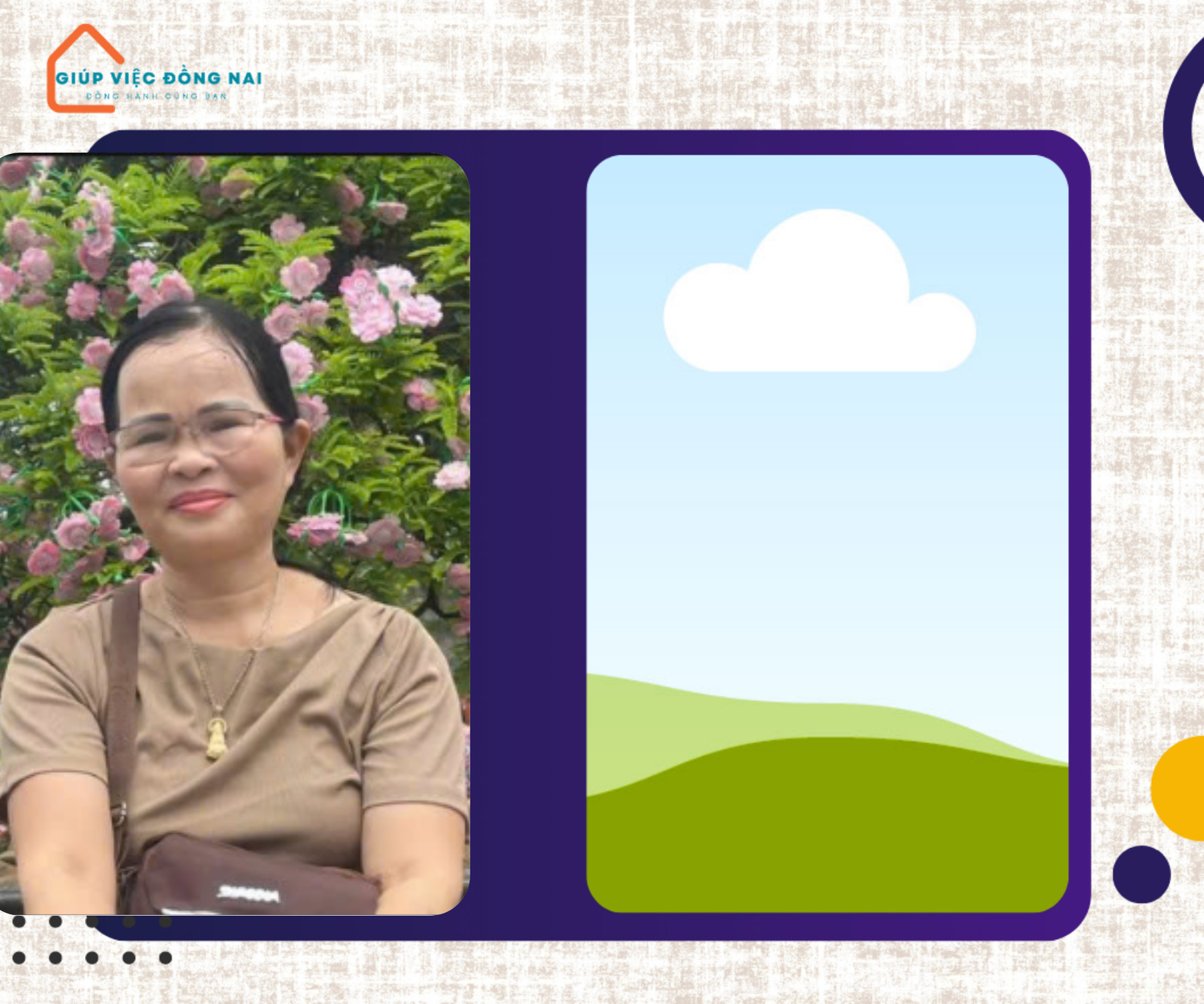 Chị NGUYỄN THỊ VÂN, sinh năm 1975, quê Thừa Thiên Huế cần tìm việc