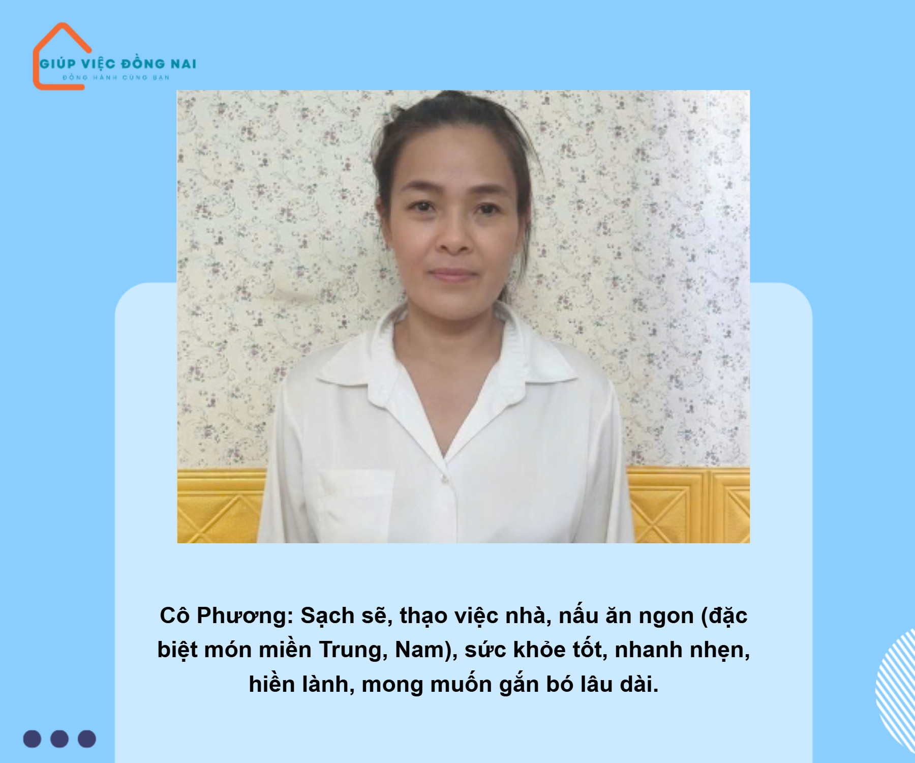 Chị NGUYỄN THỊ KIM PHƯƠNG, sinh năm 1975, quê Hồ Chí Minh cần tìm việc