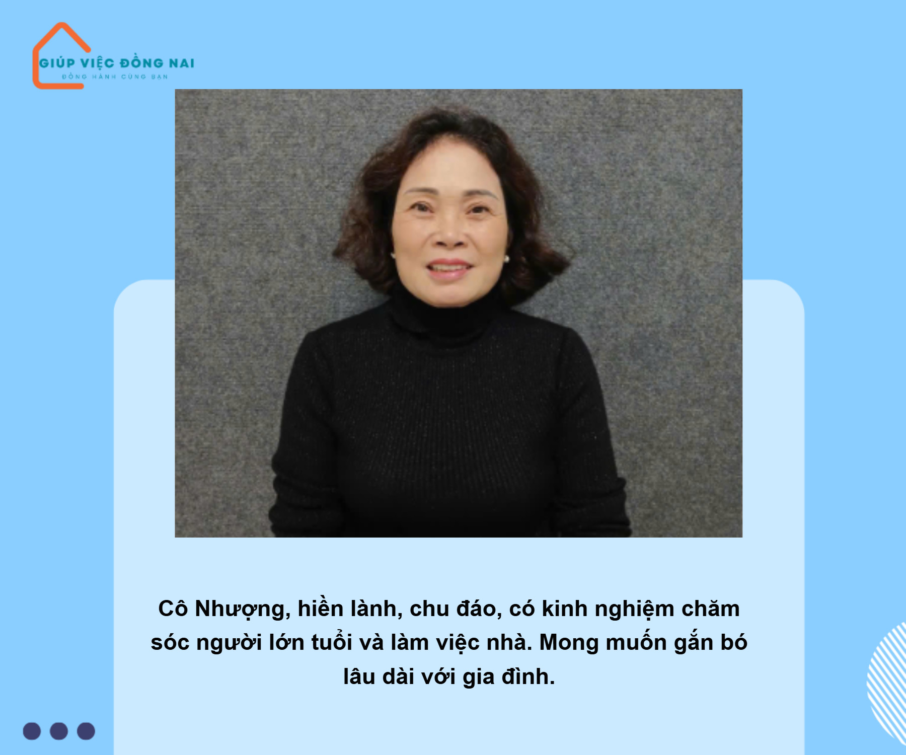 Chị NGUYỄN THỊ NHƯỢNG, sinh năm 1963, quê Bình Định cần tìm việc