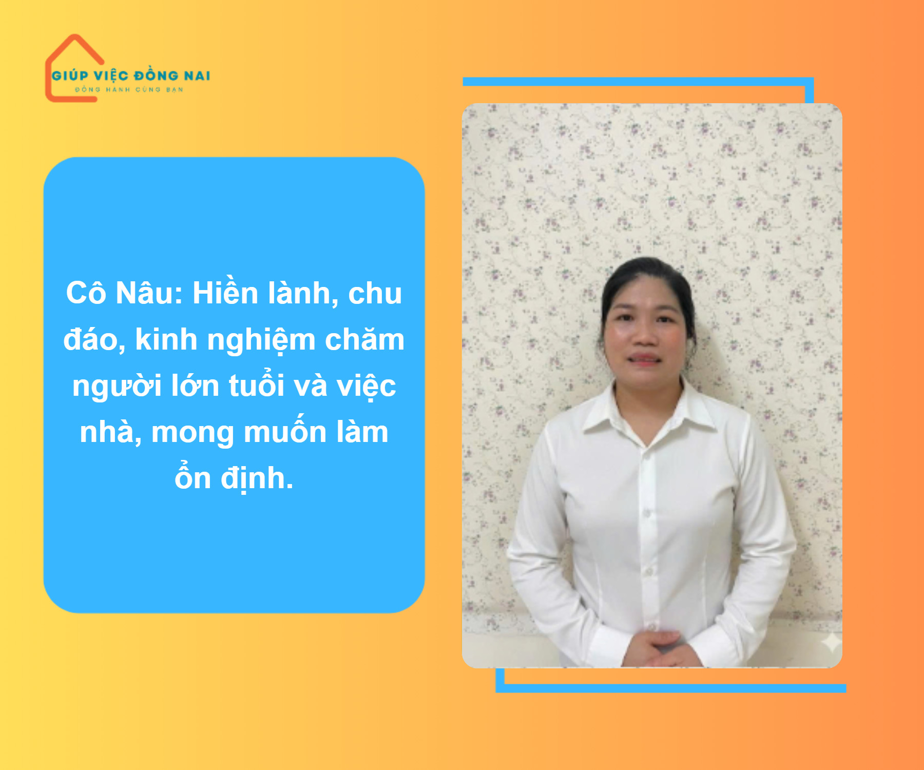 Chị MAI THỊ NÂU, sinh năm 1987, quê Thừa Thiên Huế cần tìm việc