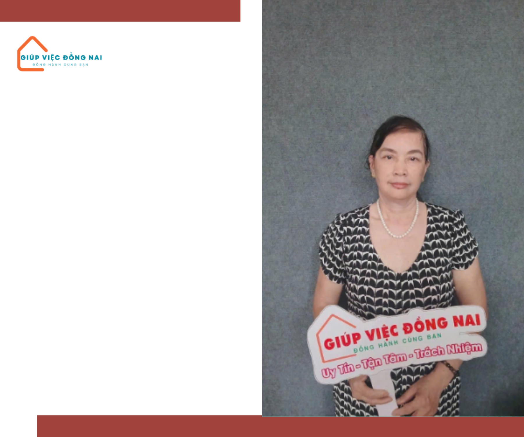 Chị Vũ Thị Nhung, sinh năm 1964, quê Đồng Nai cần tìm việc