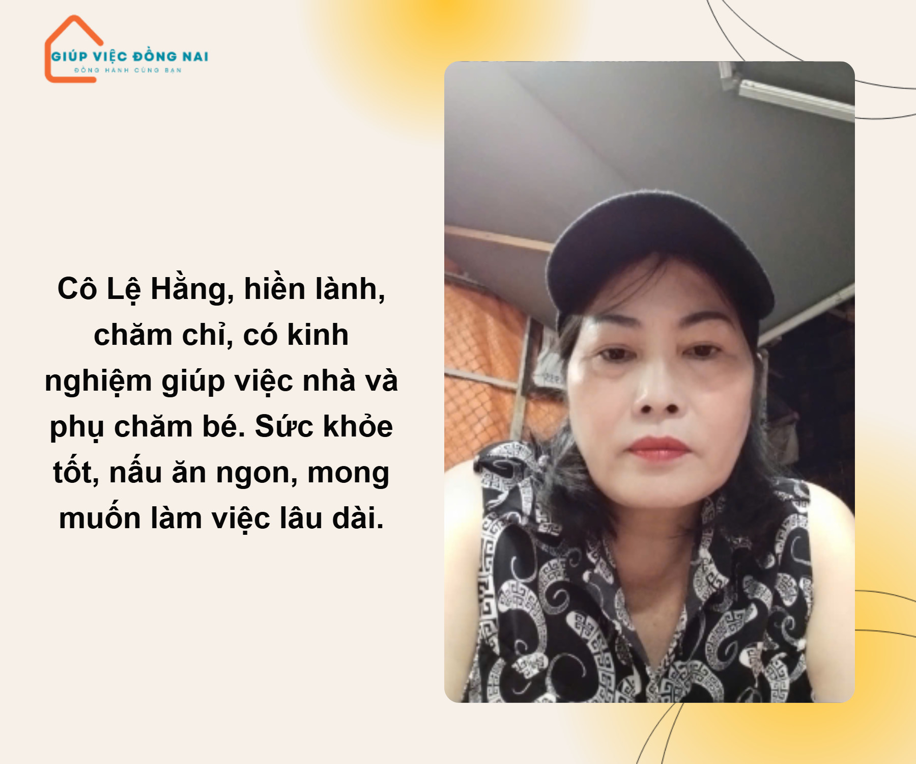 Chị NGUYỄN THỊ LỆ HẰNG, sinh năm 1972, quê Phú Yên cần tìm việc