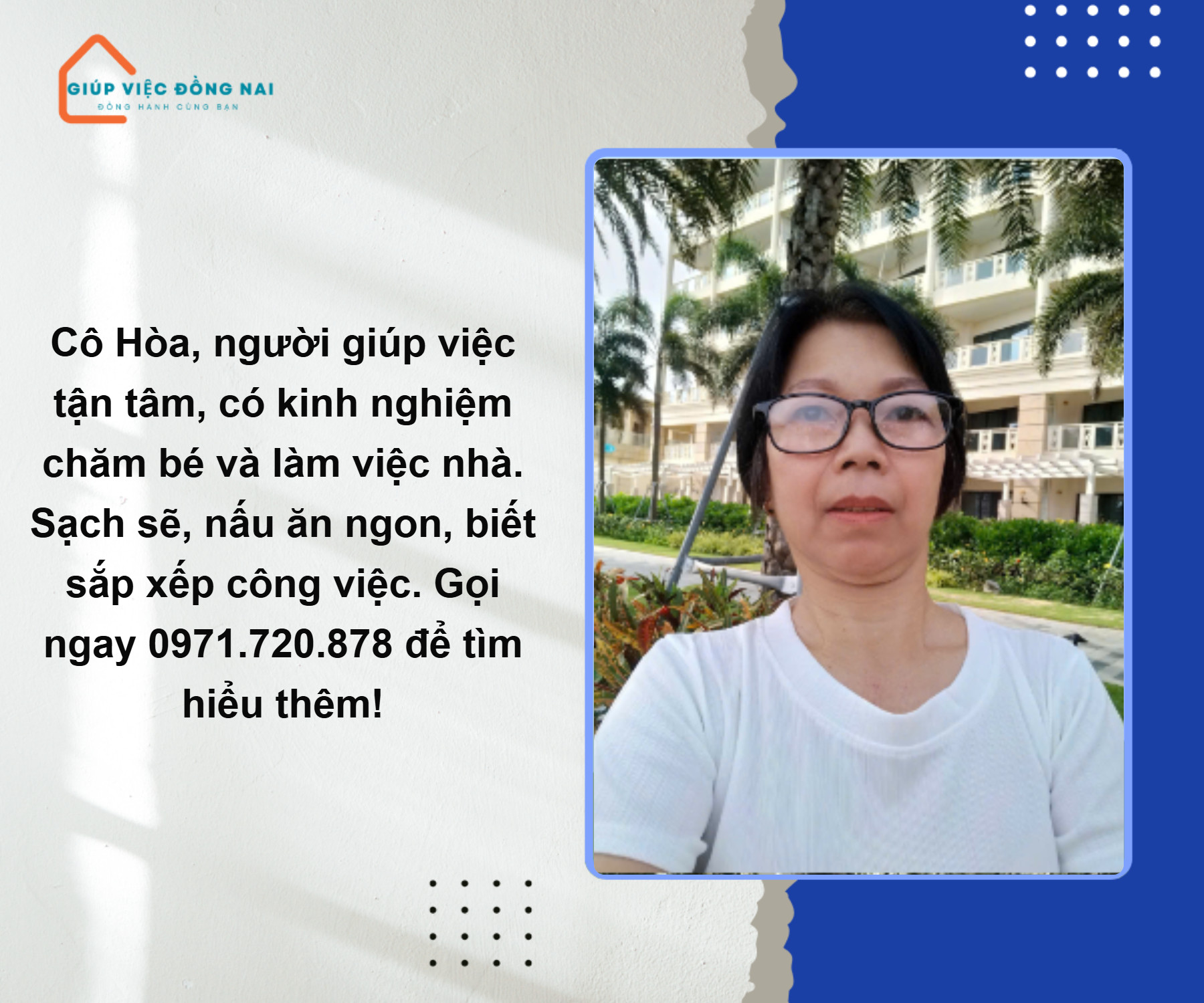 Chị TRỊNH THỊ HOÀ, sinh năm 1968, quê Hồ Chí Minh cần tìm việc