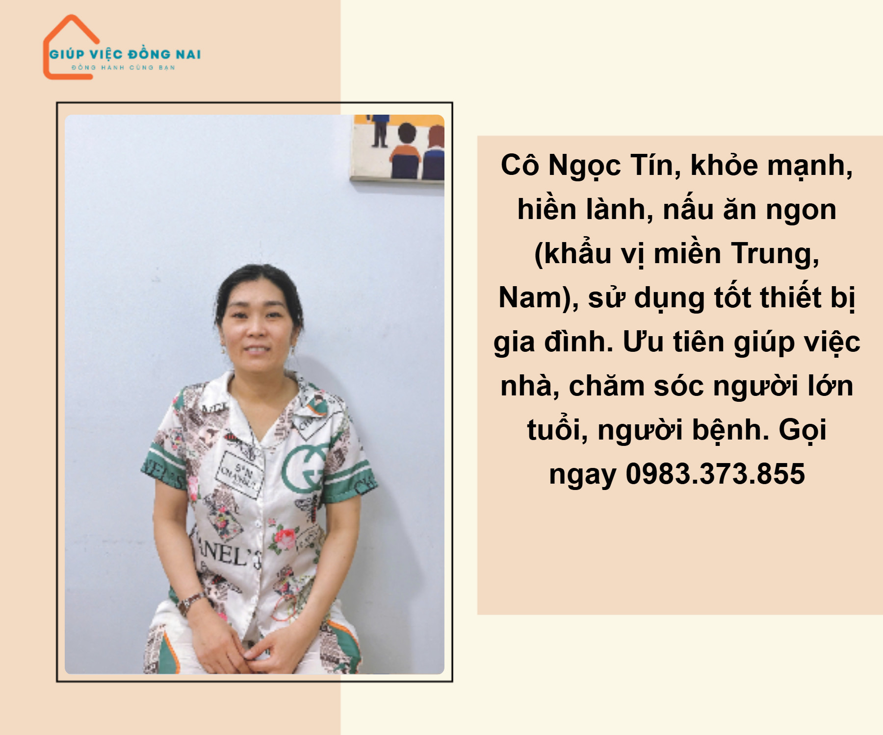 Chị PHAN THỊ NGỌC TIN, sinh năm 1984, quê Lâm Đồng cần tìm việc