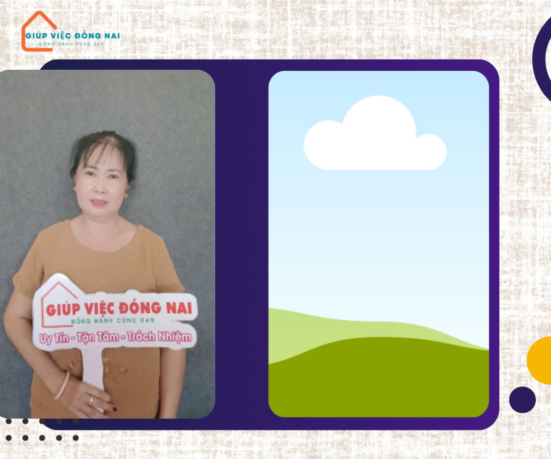 Chị Nguyễn Thị Cẩm Vân, sinh năm 1972, quê Đồng Tháp cần tìm việc