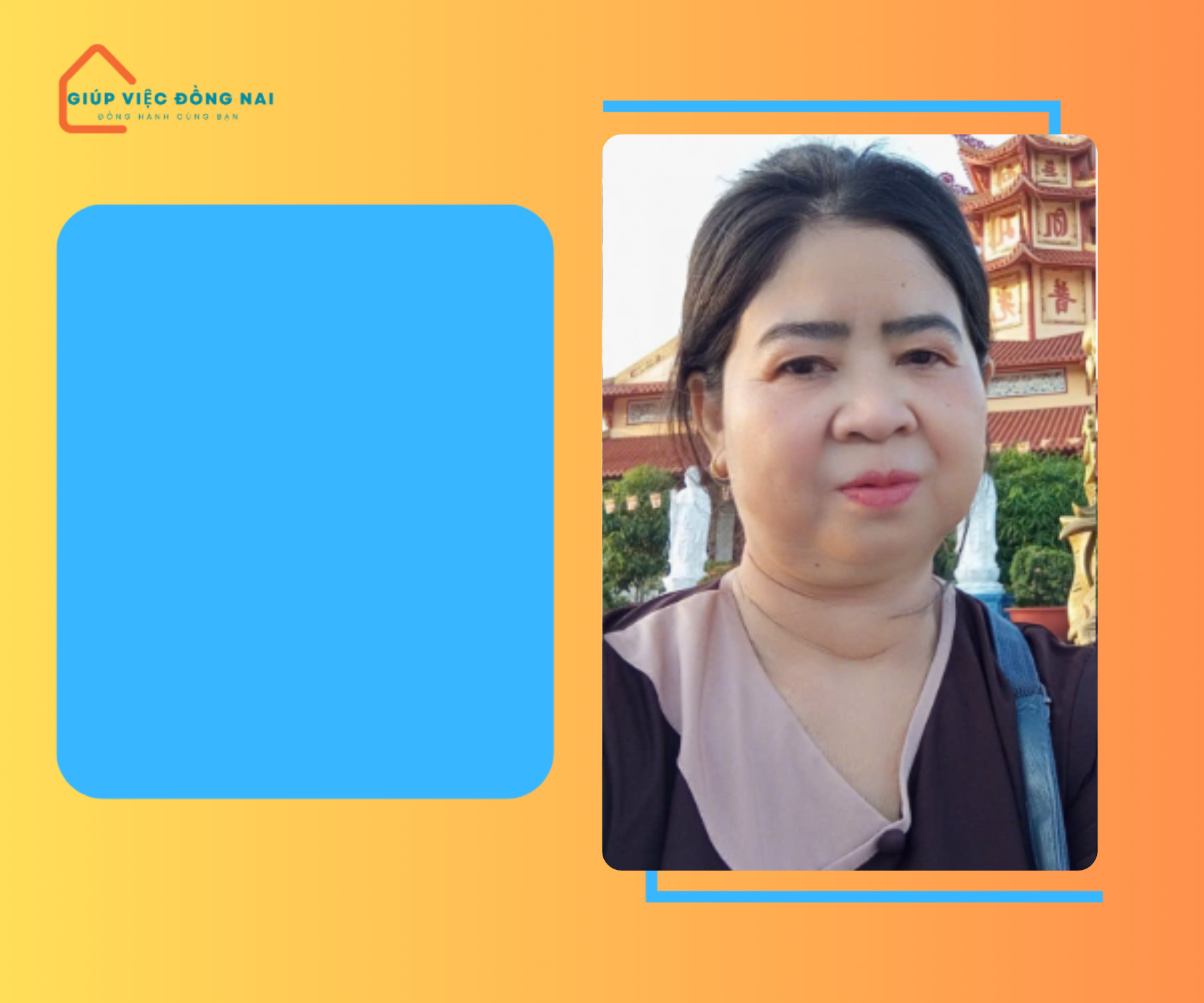 Chị BÙI THỊ HỒNG ĐÀO, sinh năm 1974, quê An Giang cần tìm việc